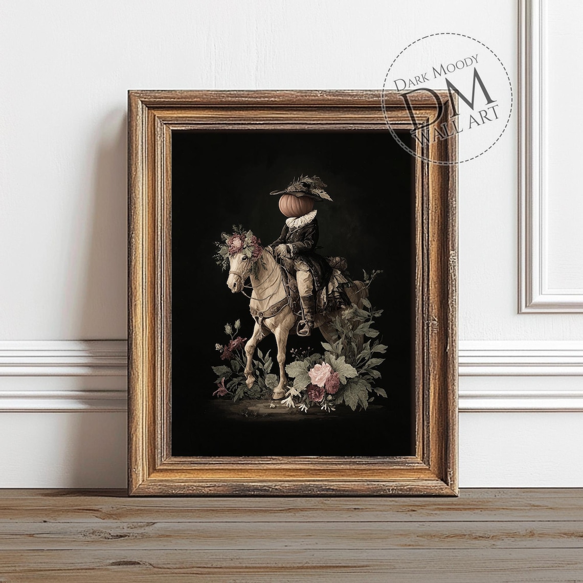 Pumpkin Rider Halloween Gothic Horse Portrait Art Print