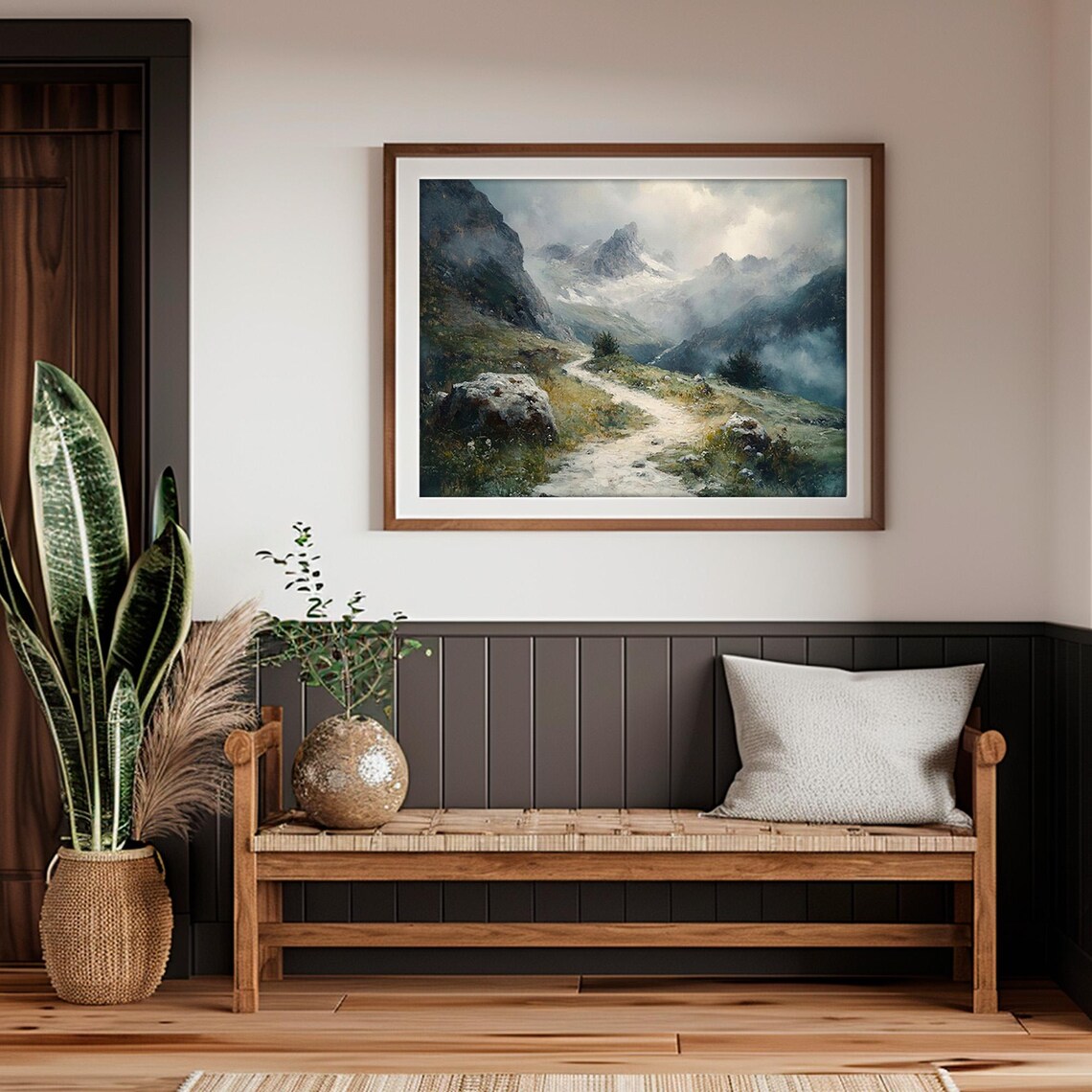 Irish Mountains Trail Landscape, Rustic Moody Art Print - Image 2