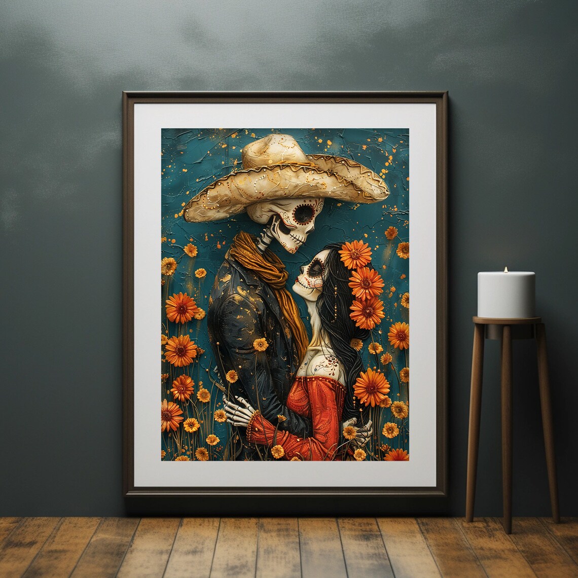 Día de los Muertos Couple Catrina Calavera Art Print - Image 6
