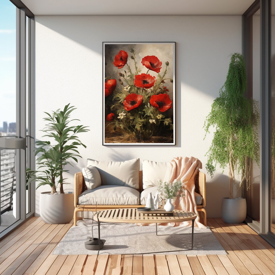 Red Poppy Dark Academia Gothic Floral Art Print - Image 2