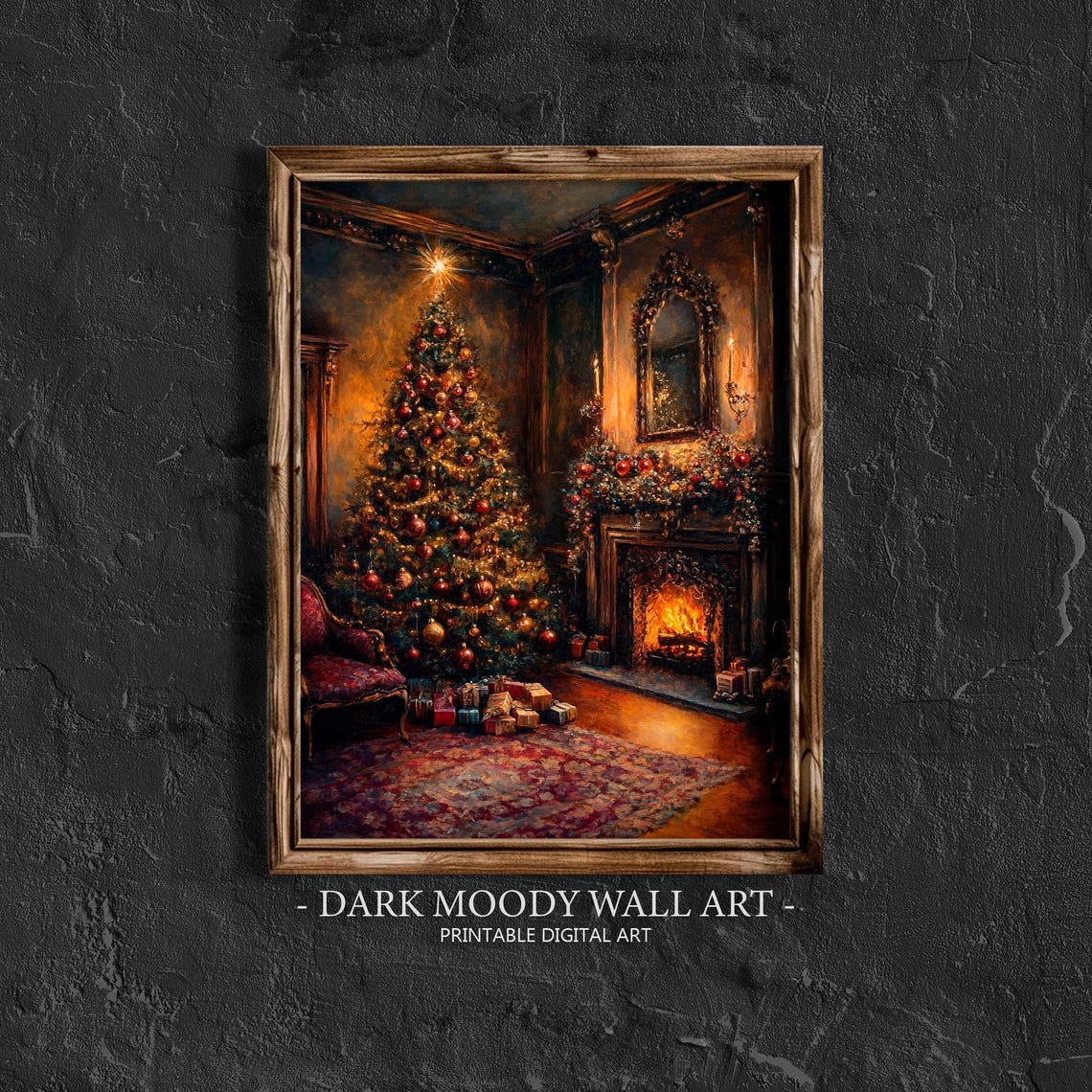Victorian Parlor Christmas Tree Fireplace Gifts Warm Glow Poster