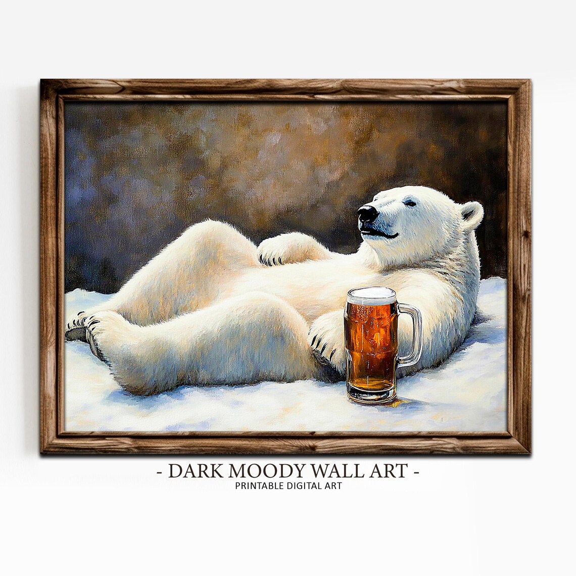 Polar Bear Beer Funny Animal Bar Art Print