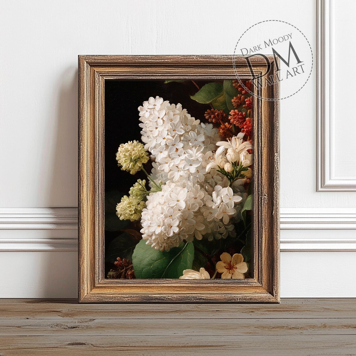 Lilac Flower Wall Art Vintage Botanical White Floral Still Life Print
