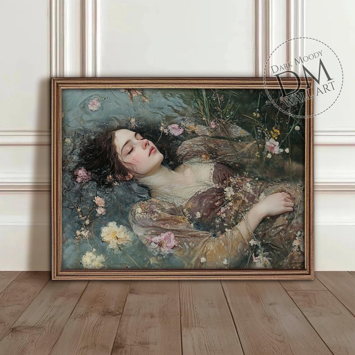 Ophelia Drowning Gothic Victorian Floral Art Print