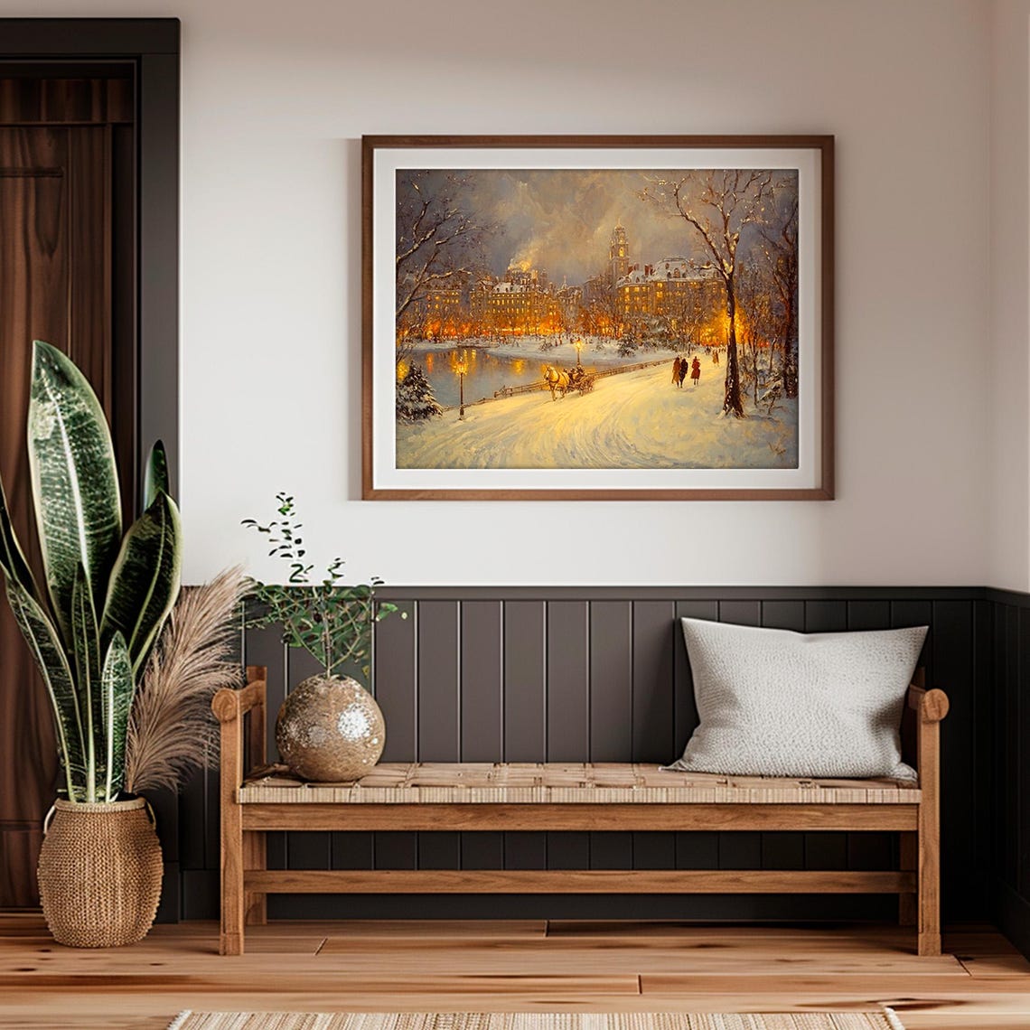Victorian Horse Sleigh Snowy River Path Winter Glow Ride Poster - Image 4