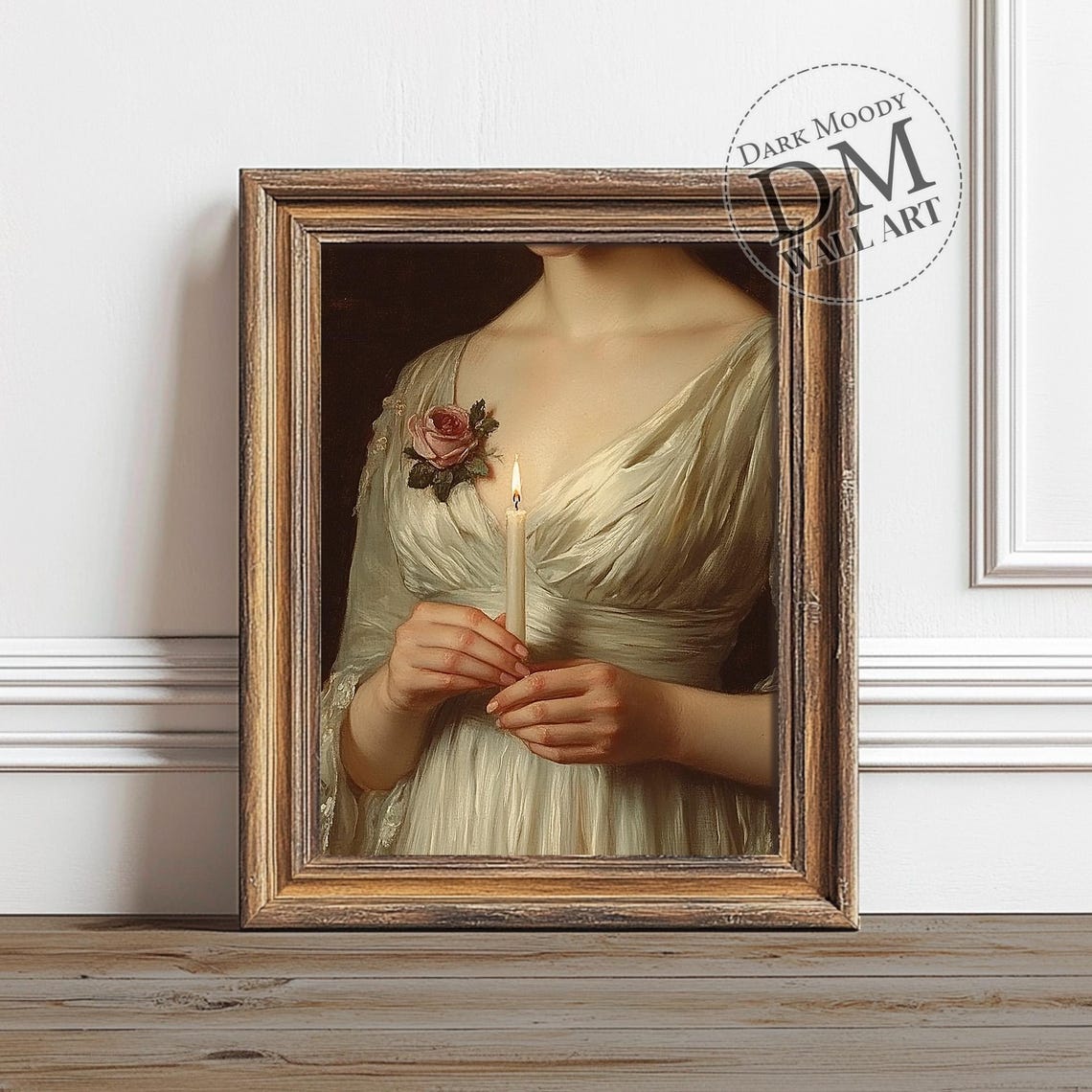 Rose Candle Wall Art Coquette Gothic Portrait Print Dark Academia