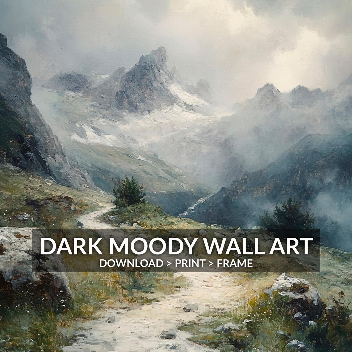 Irish Mountains Trail Landscape, Rustic Moody Art Print - Image 6