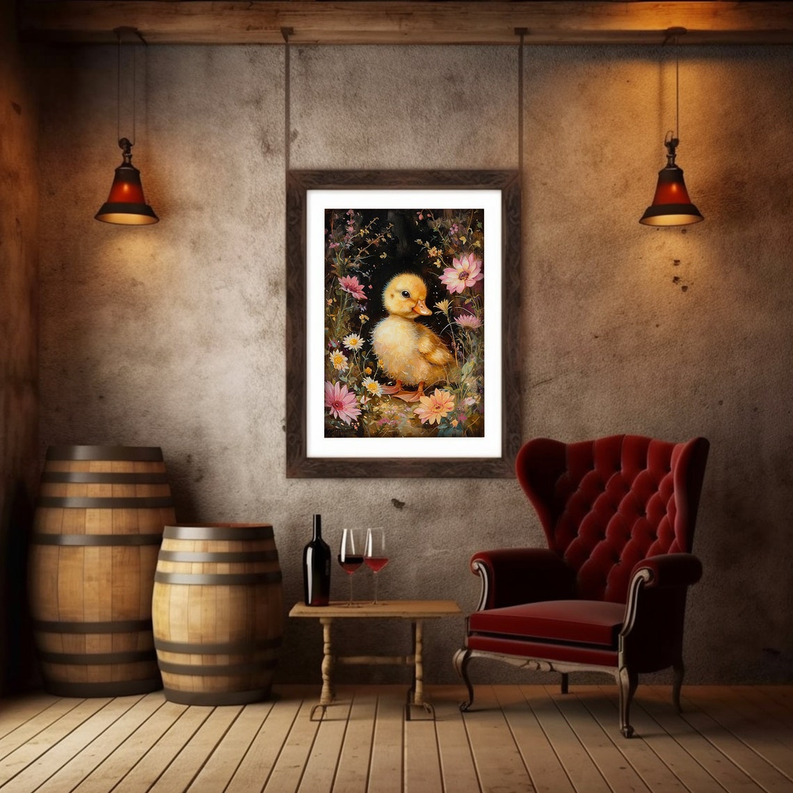 Easter Duck Prints Spring Wall Art Rustic Farmhouse Decor Moody Watercolor Painting - Image 4
