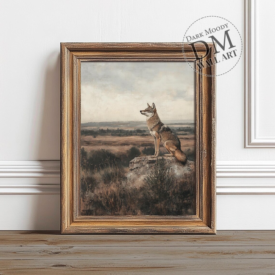 Coyote Art Print, Rustic Wild Prairie Animal