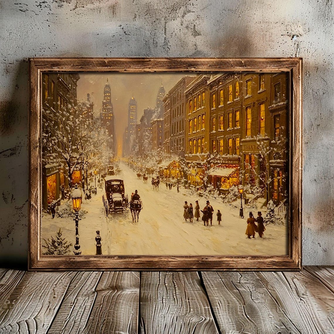 Victorian New York Snowy Avenue Horse Carriage Winter Poster - Image 2