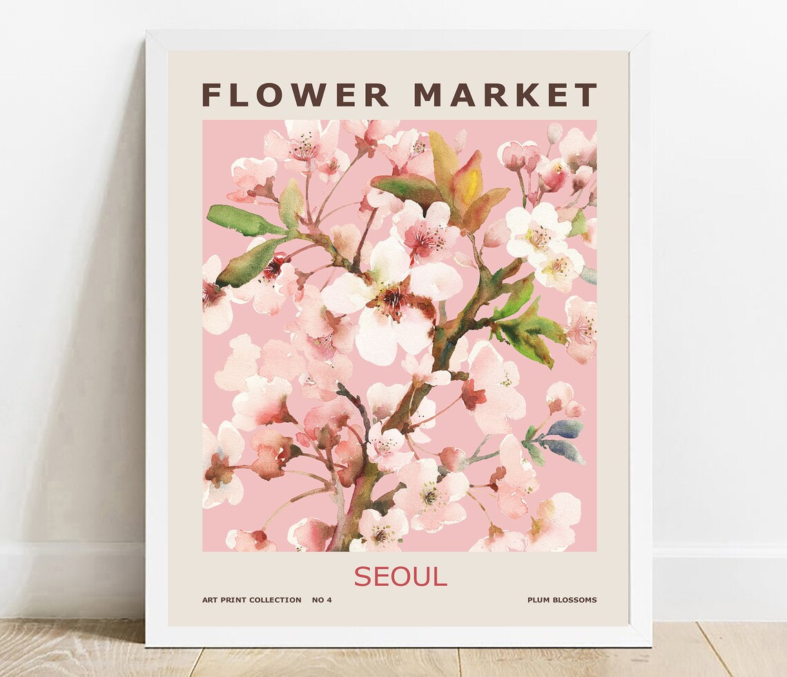 Plum Blossom Flower Art Print Seoul Botanical Spring Decor