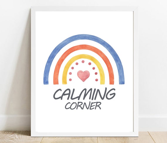 Calming Corner Watercolor Poster Mindfulness Classroom Decor