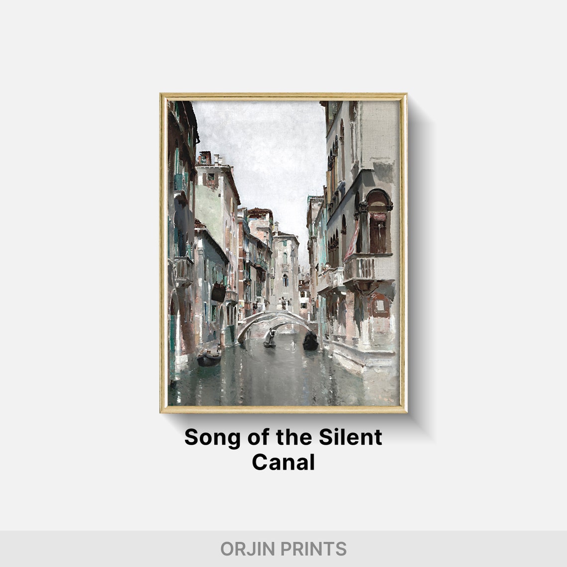 Venice Canal Bridge Gondolas Impressionist Cityscape Art Poster - Image 2