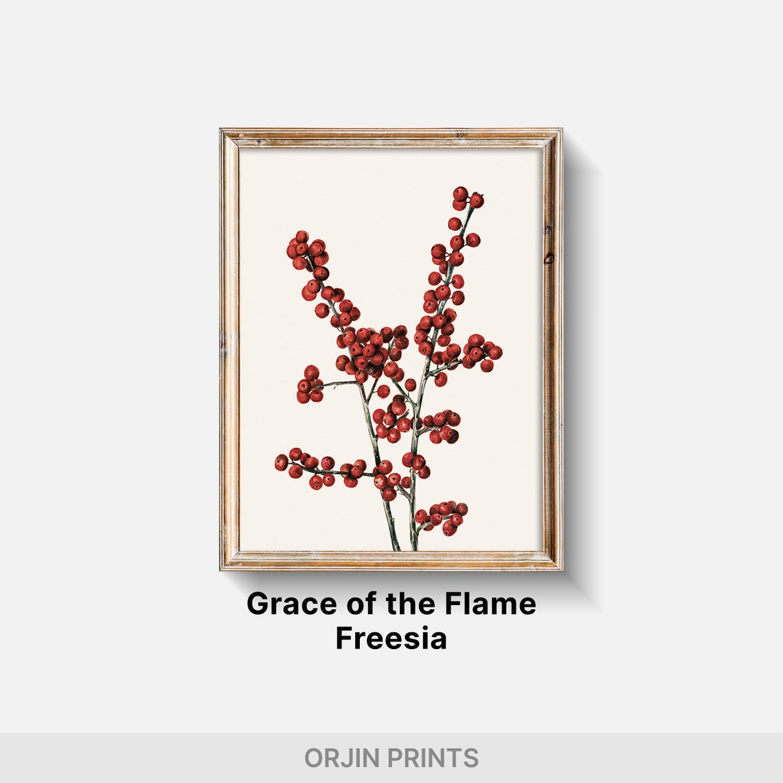 Red Berry Branch Botanical Illustration Vintage Winter Poster - Image 2