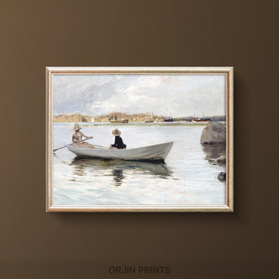 Tranquil River Scene Wall Art Peaceful Water Reflections Countryside Village Decor Orjin Prints 2164
