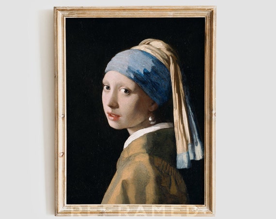 Girl With Pearl Earring Painting Woman Portrait Wall Art Classic Artwork Elegant Home Decor Vermeer Print