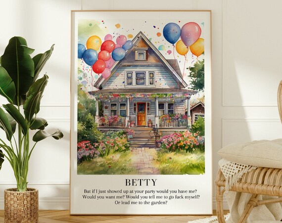 Taylor Swift Betty Party Balloons House Watercolor Lyric Poster