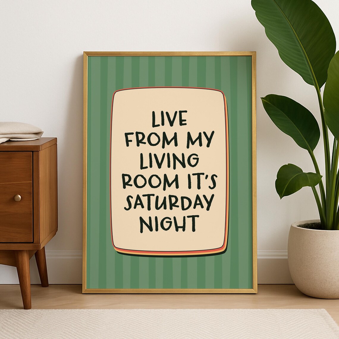 Live From My Living Room Print Funny Apartment Dopamine Decor For Funky Retro Prints Quote