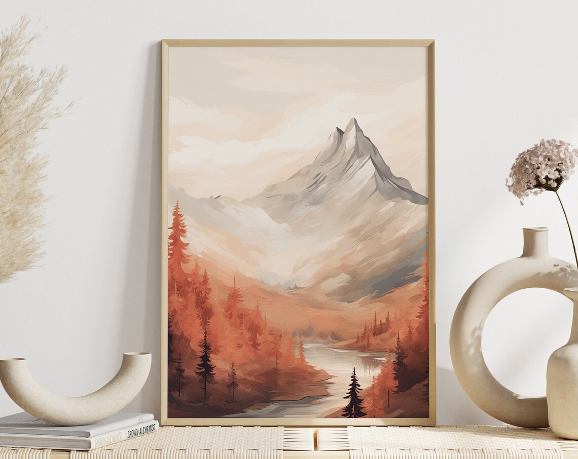 Scandinavian Landscape Mountain Art Print