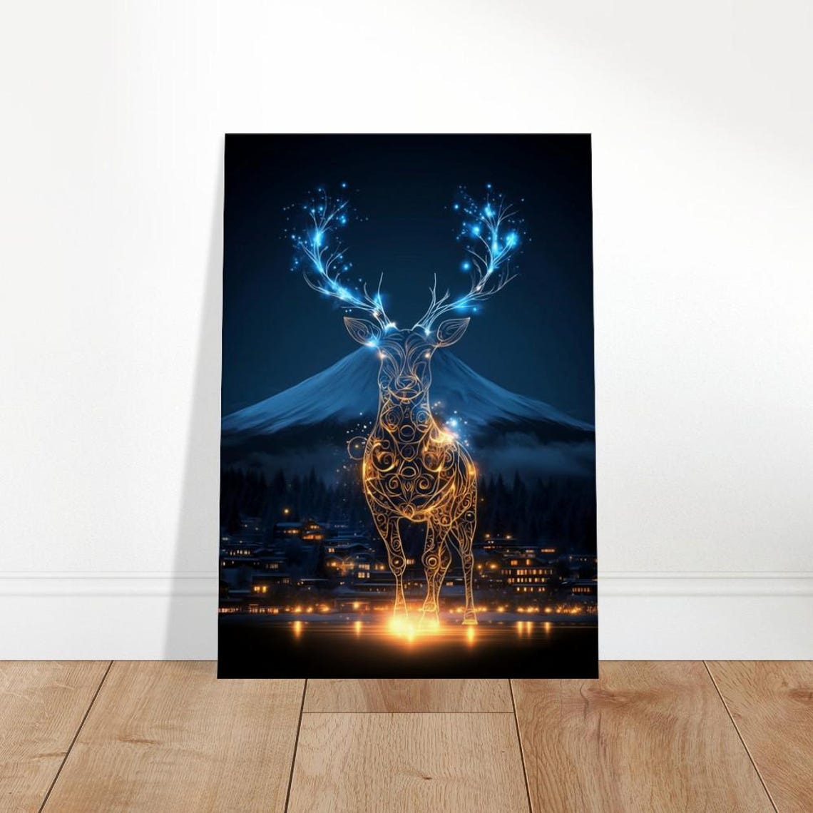 Celestial Deer Canvas Art Winter Night Glow Decor The Contemporary Collection