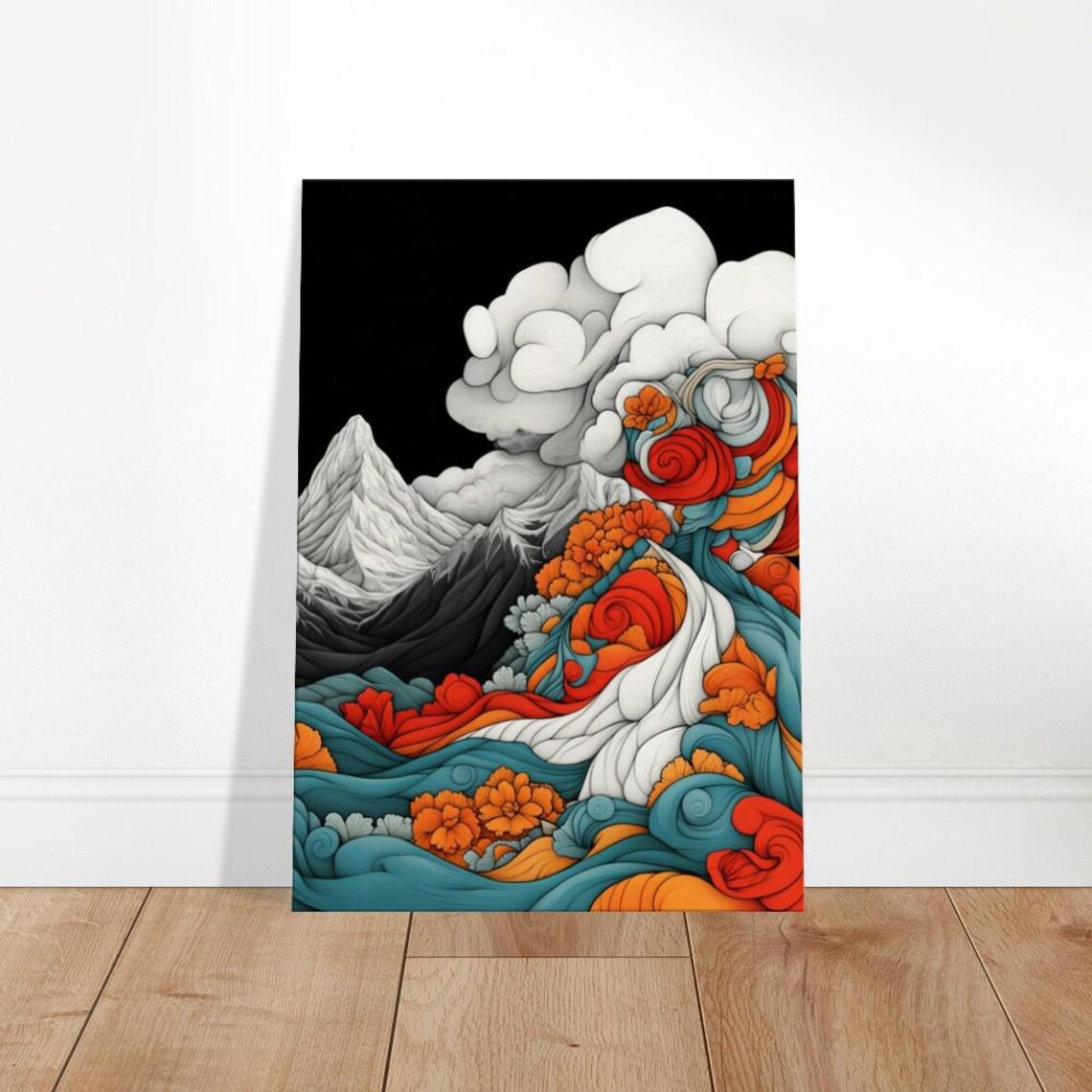 Abstract Mountain Floral Wave Canvas Art Modern Wall Decor The Contemporary Collection