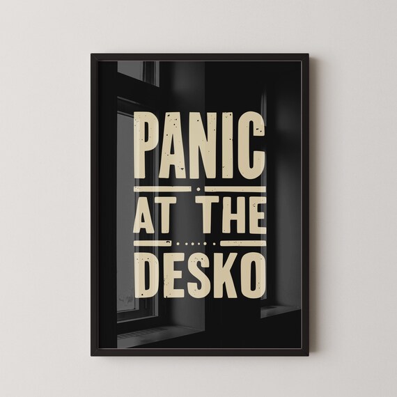 Funny Panic At The Desko Black Office Humor Typography Poster