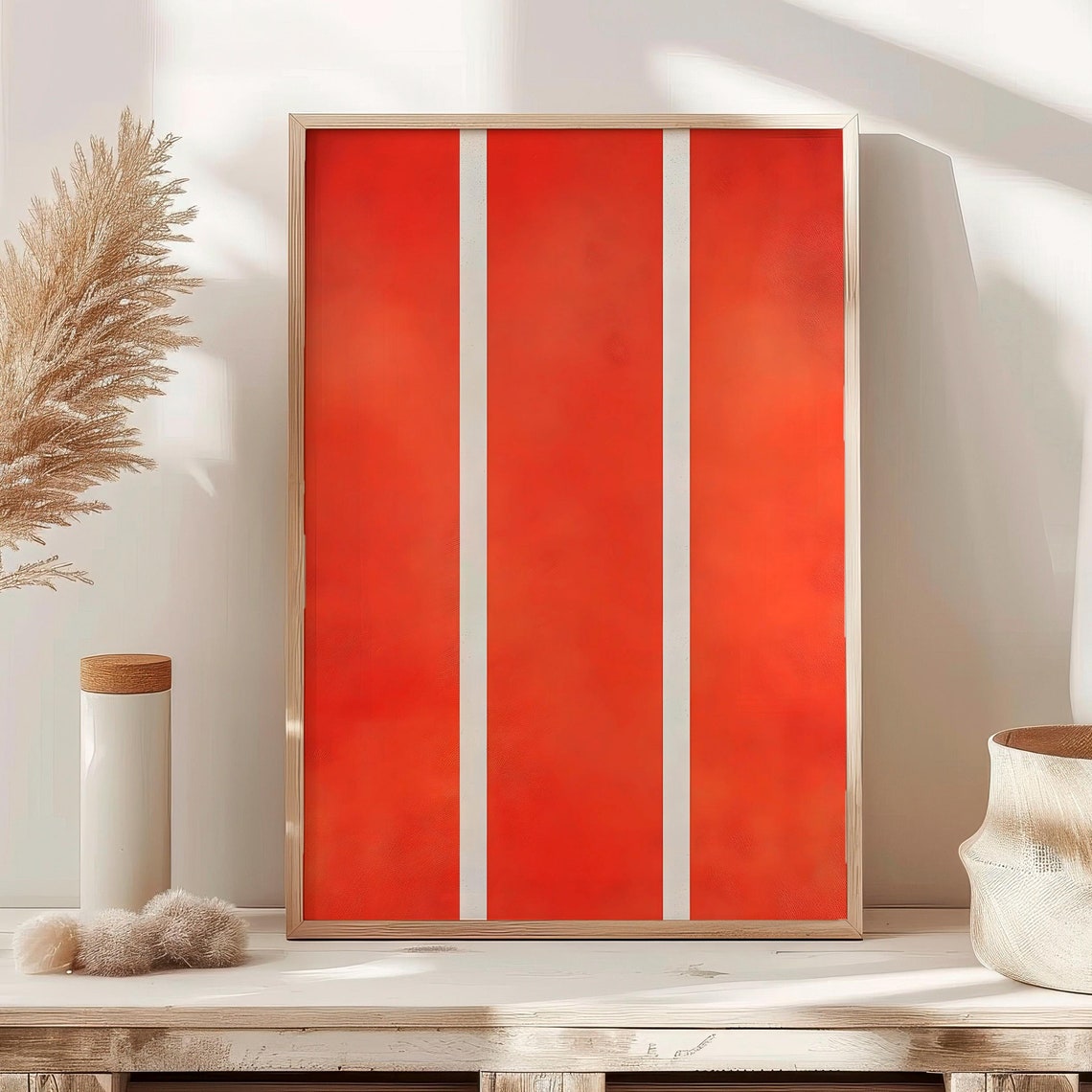 Red Stripes Minimalist Abstract Color Field Modern Art Poster