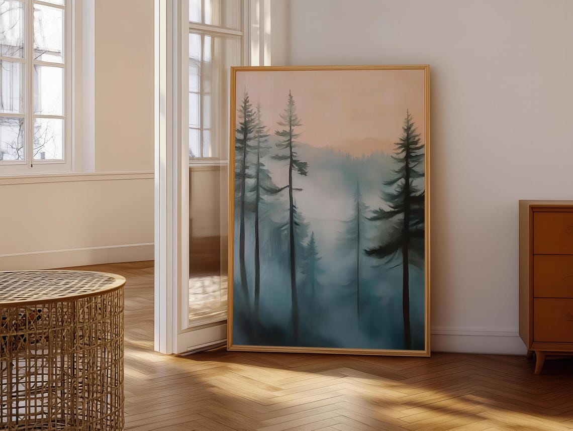 Dark Academia Pine Forest Standing in Deep Shadow at Dusk Poster - Image 6