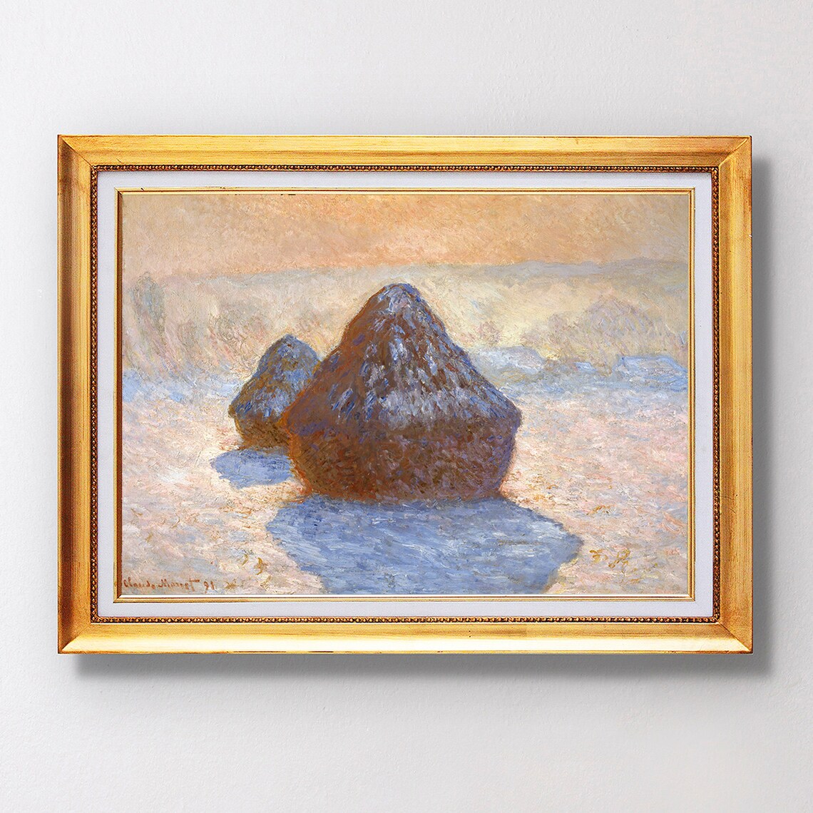 Claude Monet Haystacks Snow Effect Fine Art Glice 1891 Sku 0133