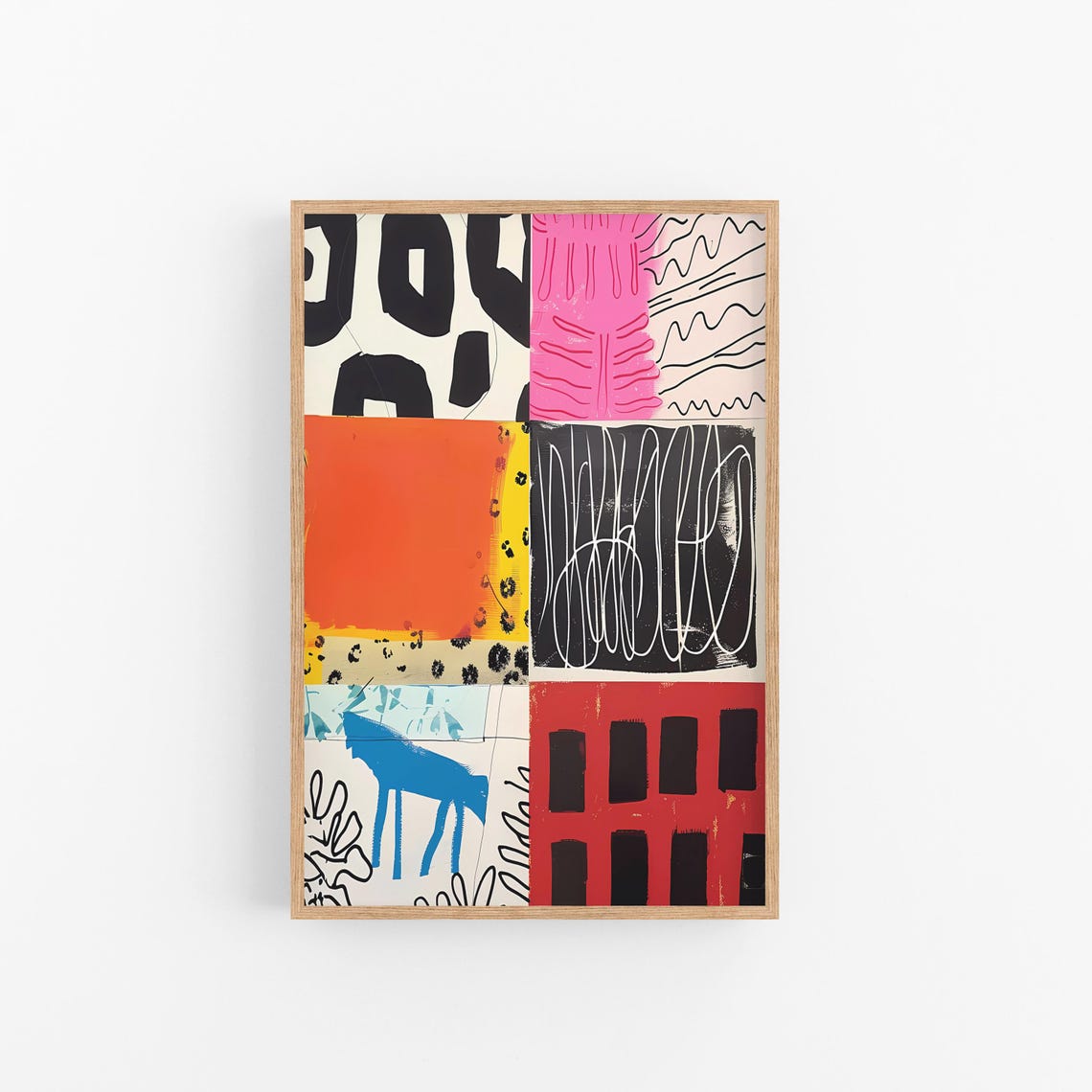 Abstract Maximalist Collage Bold Color Blocks Modern Art Print