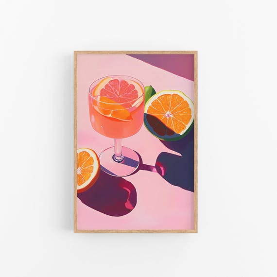 Drink Bar Cart Pop Art Print Modern Liquor Poster
