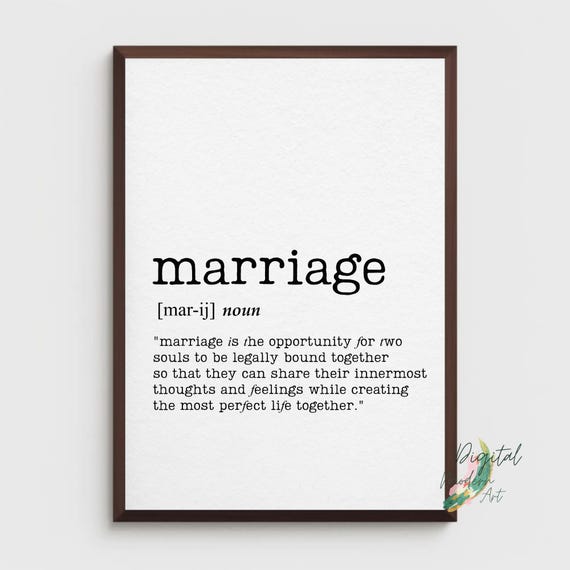 A4 Word Definition Print Marriage Family Birthday Wall Decor Humorous Inspirational Art Print Urban Dictionary
