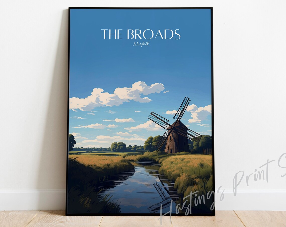 Norfolk Broads Vintage Style Travel Poster