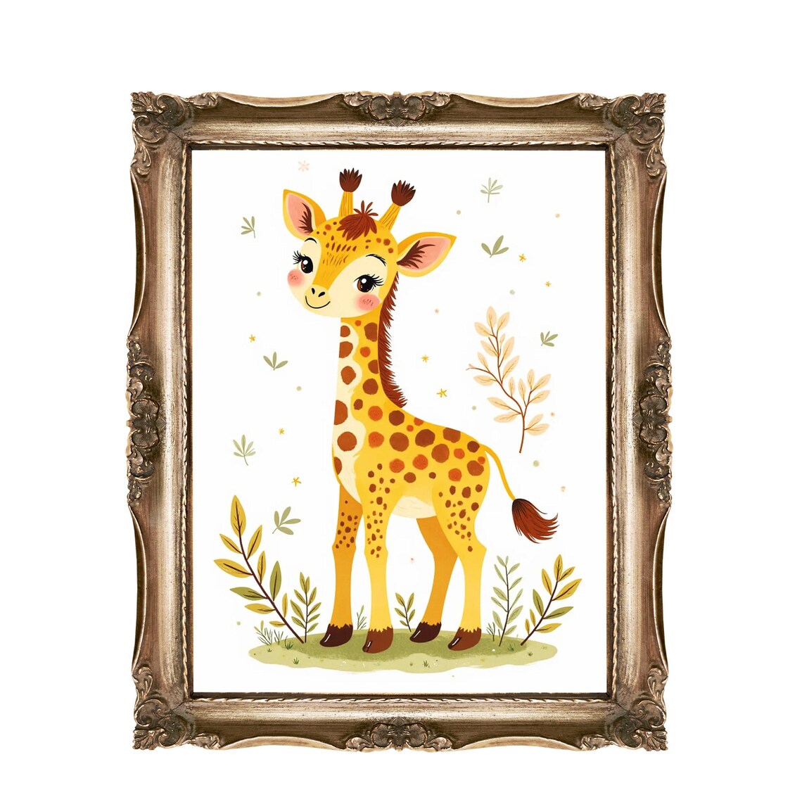 Cute Giraffe Wall Art Kids Nursery Decor Baby Animal Playroom Illustration