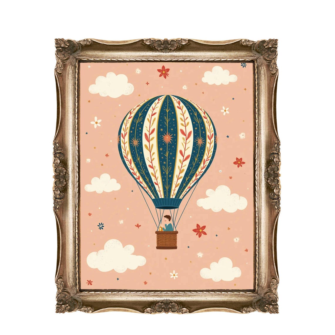 Hot Air Balloon Nursery Whimsical Cloud Adventure Kids Room Print
