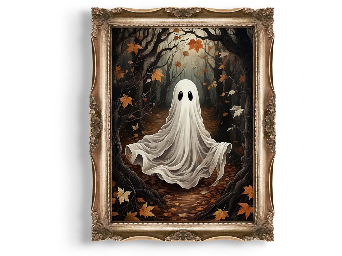 Cute Wall Art Spooky Season Decor Autumn Forest Halloween Home In Woods Print