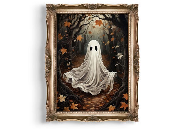 Cute Wall Art Spooky Season Decor Autumn Forest Halloween Home In Woods Print