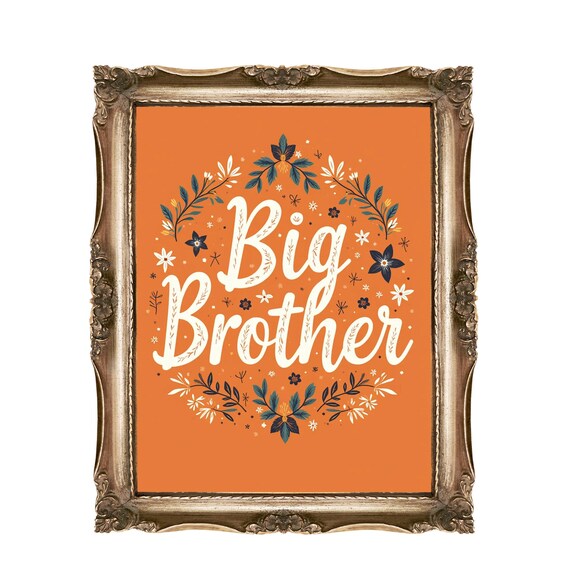 Big Brother Wall Art For Kids Or Nurseries Floral Nursery Decor Sibling Gift New Baby