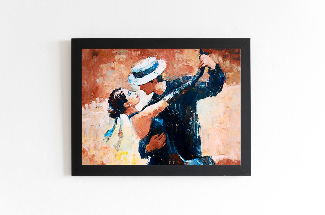 Romantic Dance Wall Art Elegant Couple Painting Passionate Tango Print - Image 5
