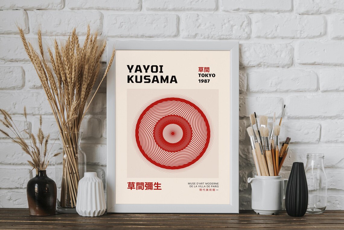 Yayoi Kusama Tokyo 1987 Red Spiral Exhibition Gallery Poster - Image 4