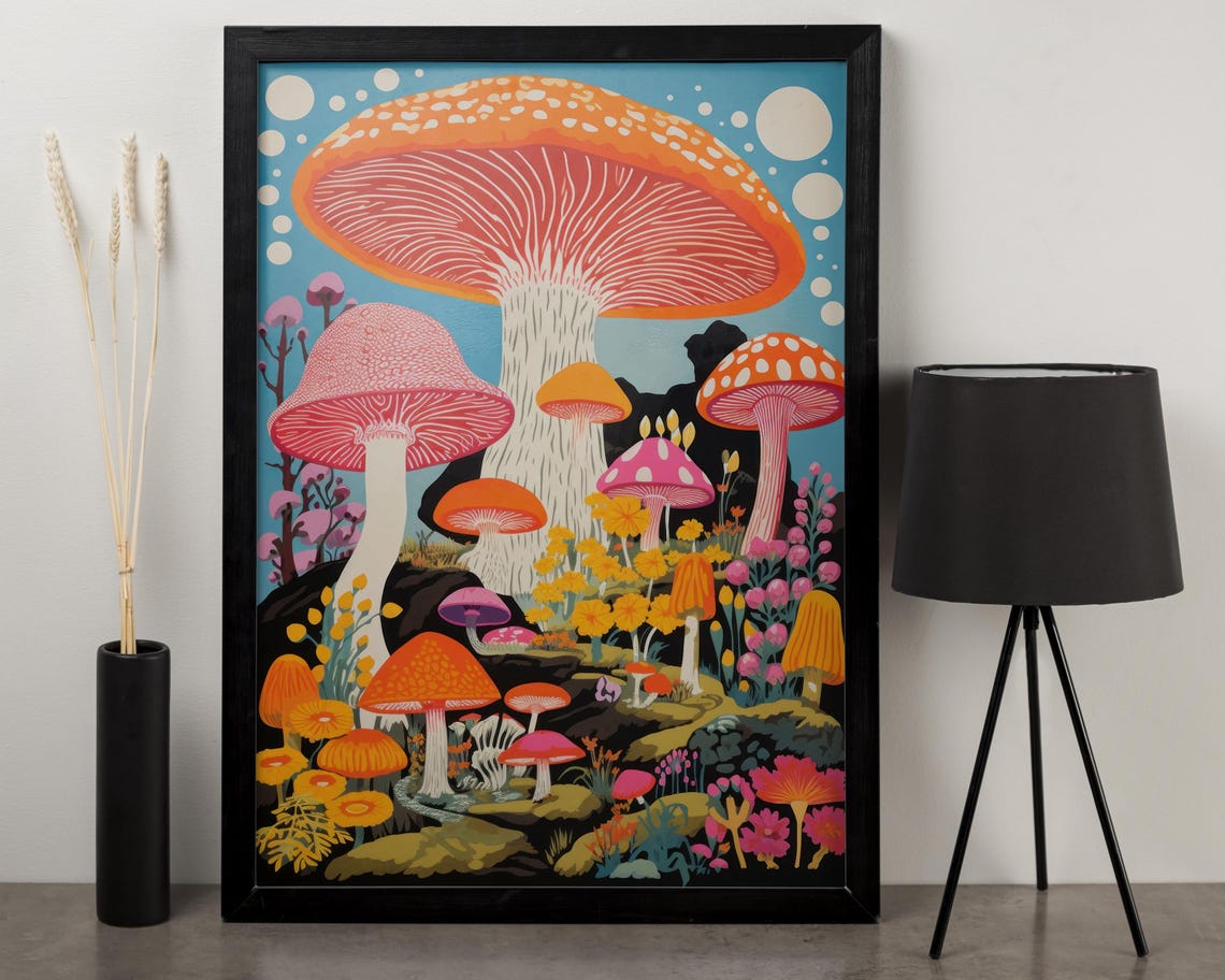 Psychedelic Mushroom Trippy Wall Art