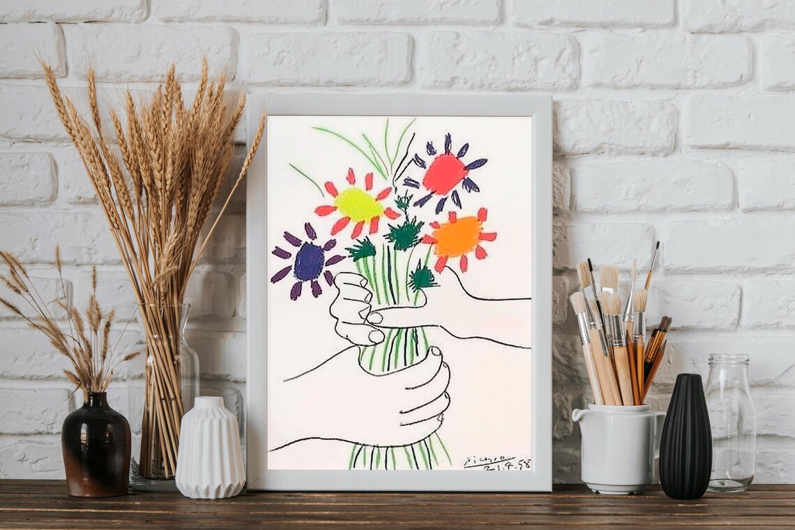 Pablo Picasso Bouquet of Peace 1958 Cheerful Flowers Lithograph Poster - Image 4