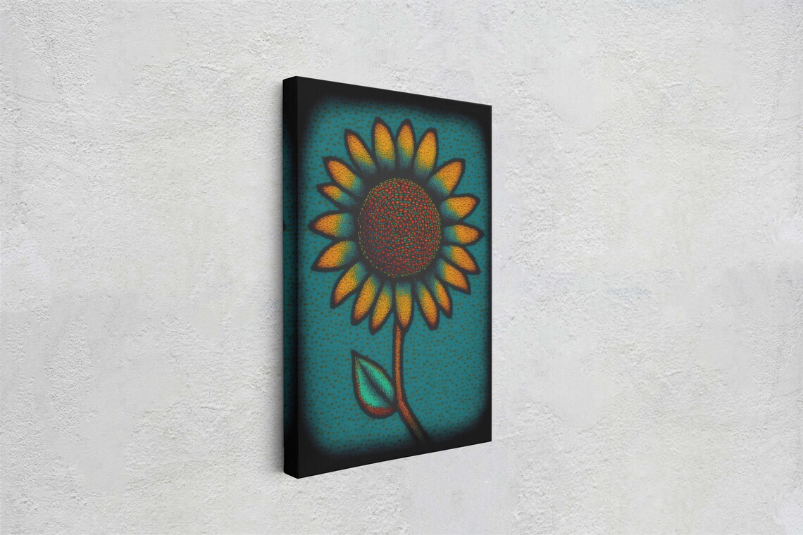 Sunflower Abstract Pointillism, Farmhouse Art Print - Image 2