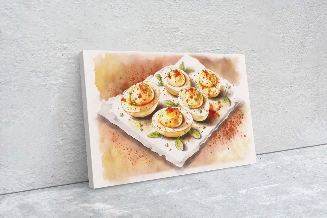 Watercolor Deviled Eggs Appetizer Paprika Kitchen Wall Art Poster - Image 2