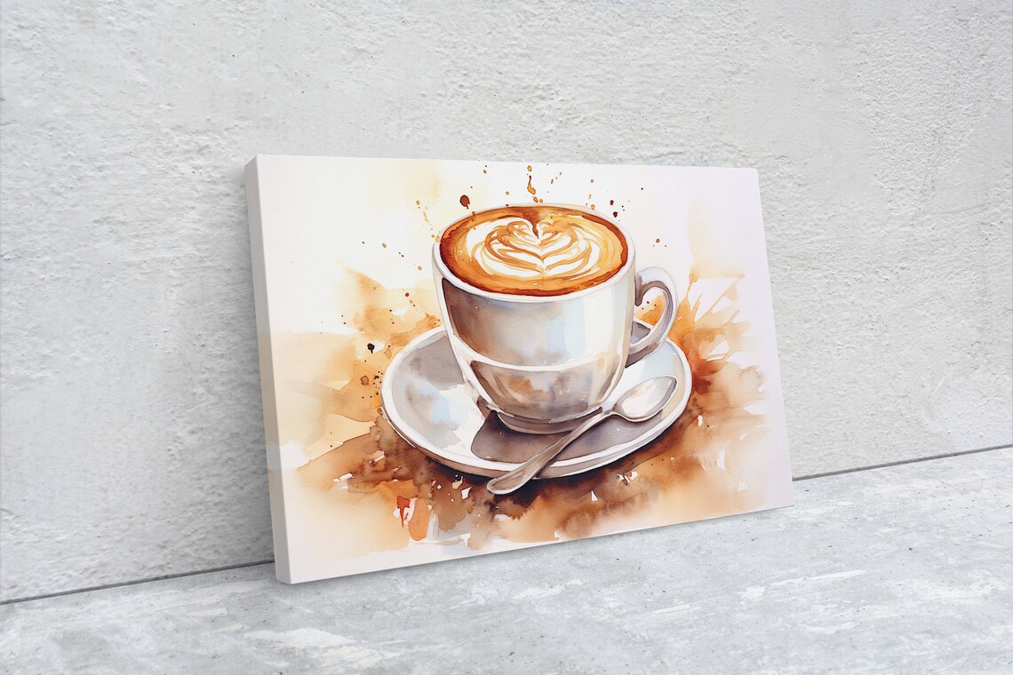 Watercolor Latte Art Print, Coffee Lover Decor - Image 2