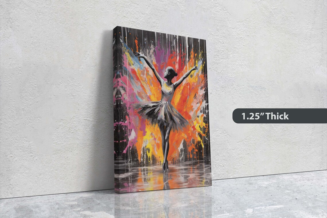 Ballerina Dancer Black Tutu Colorful Graffiti Paint Splash Modern Art Poster - Image 2
