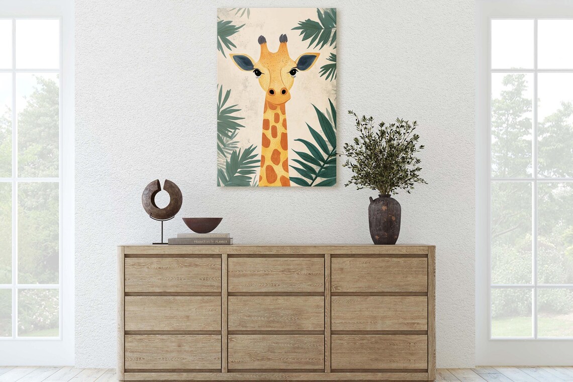 Cute Giraffe Portrait, Jungle Animal Art Print - Image 3