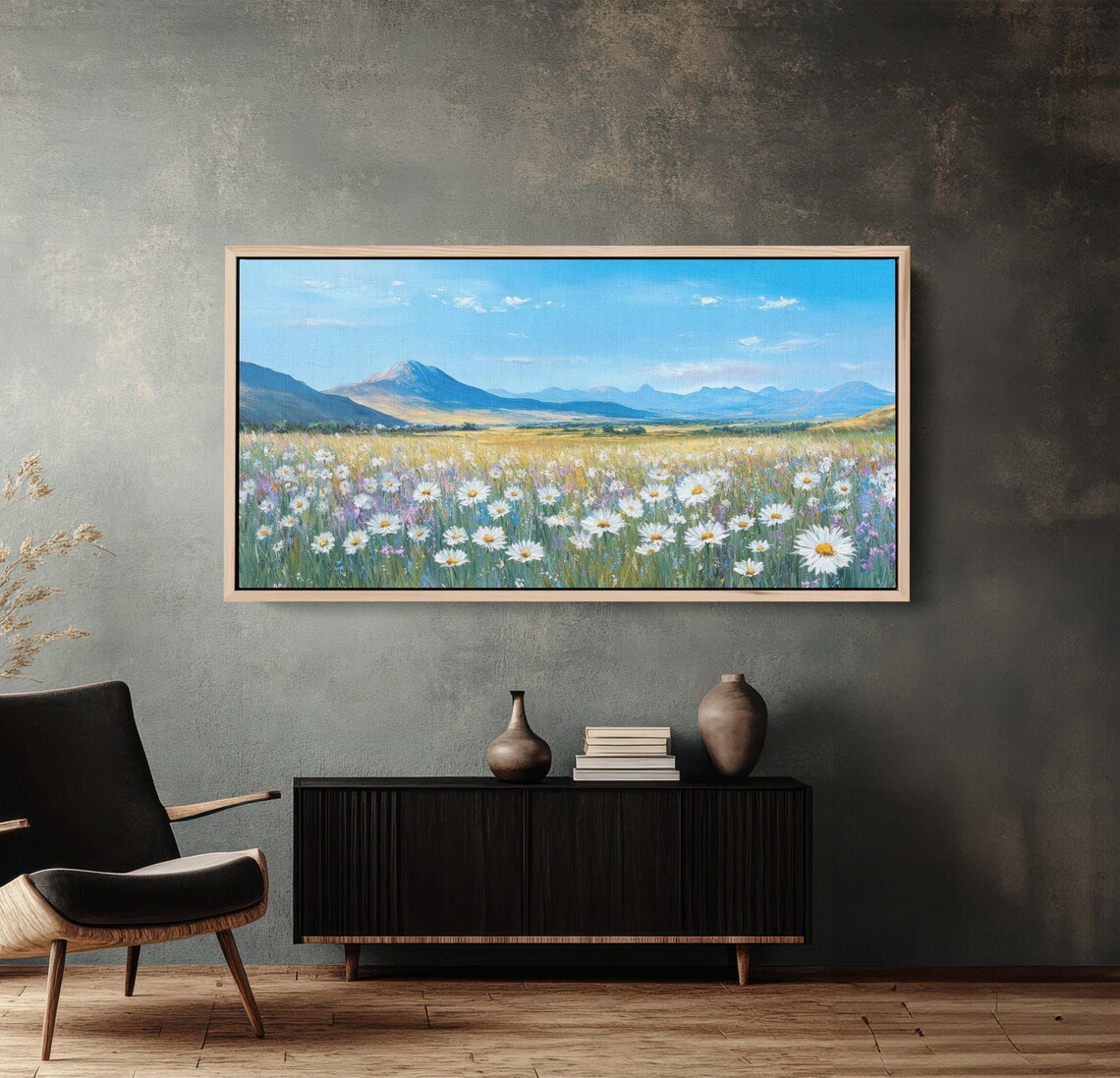 Daisy Wildflowers and Lily Mountain Landscape - Image 2