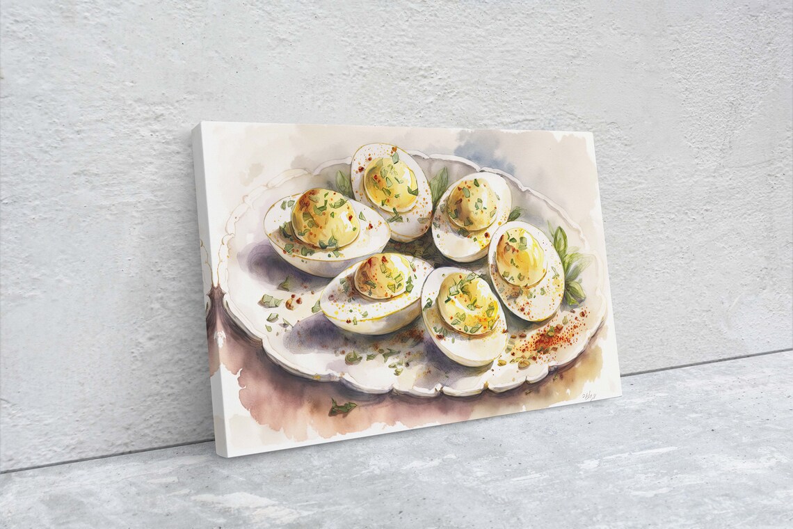 Deviled Eggs Watercolor Art, Kitchen Dining Decor - Image 2