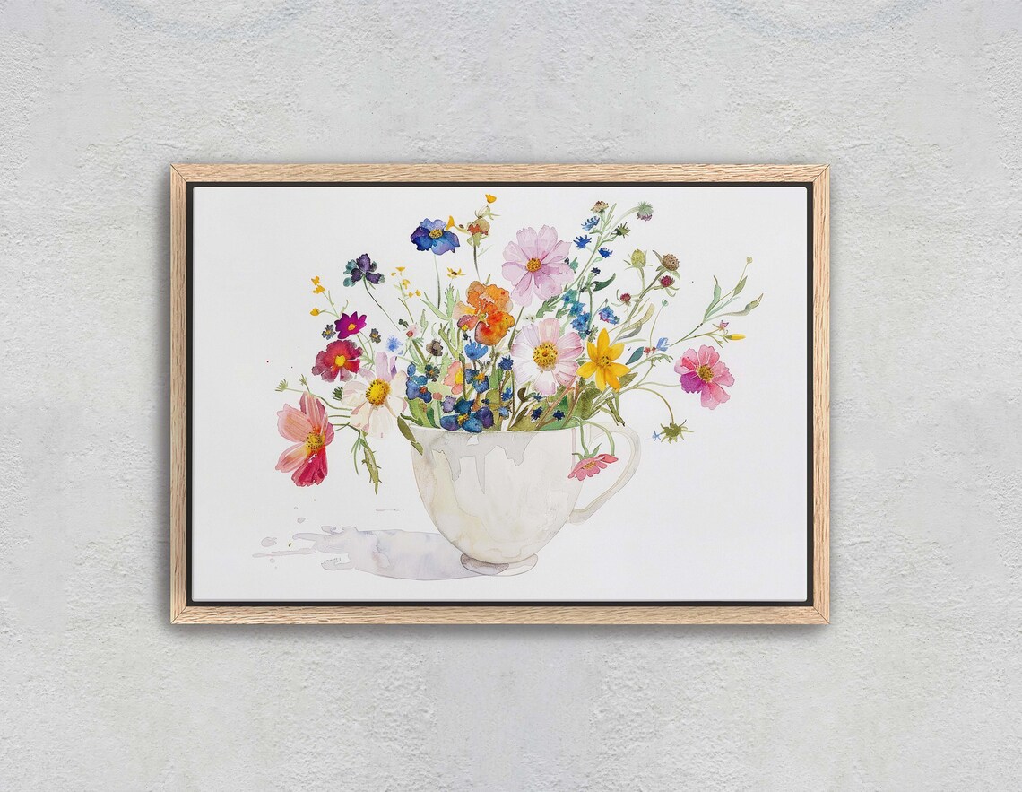 Wildflowers Watercolor Floral Poster Print, Farmhouse Kitchen - Image 2